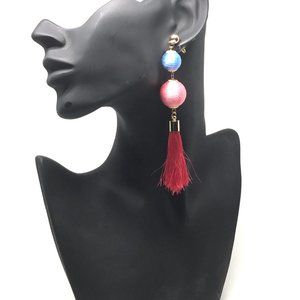 Twotone ball tassel Earrings